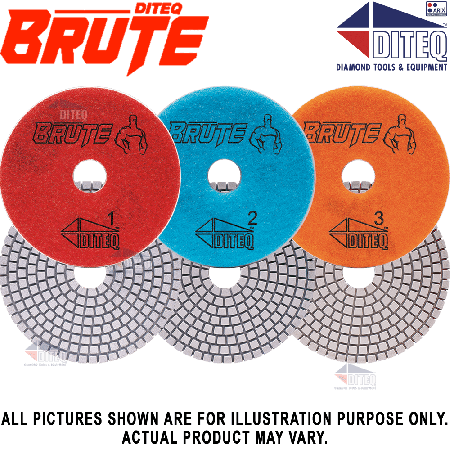 BRUTE Wet 3-Step Polishing Pads For Engineered Stone