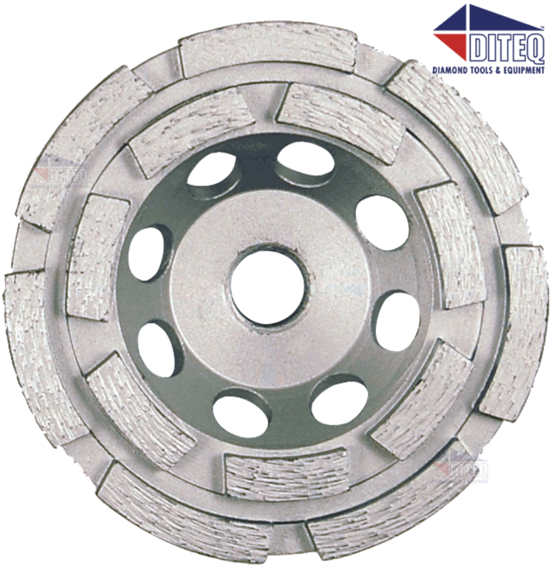 5" Diamond Cup Wheel Grinding Concrete,Masonry Double Row 7/8" Non-Threaded